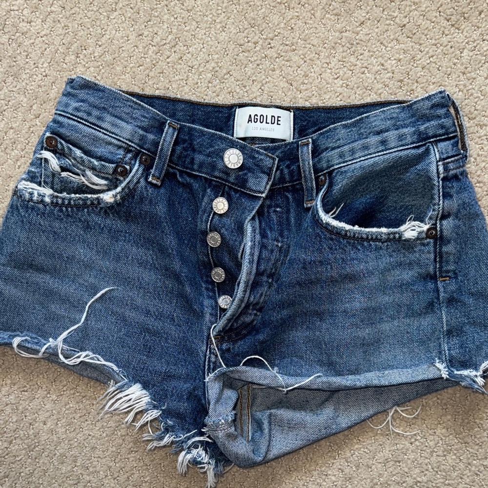Agolde Distressed Blue Jean Shorts- Parker shorts size 24